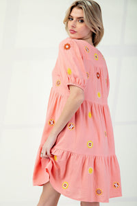 SS Embroidery Dress in Candlelight Peach
