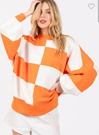 Oversized Checkerboard Knit Sweater