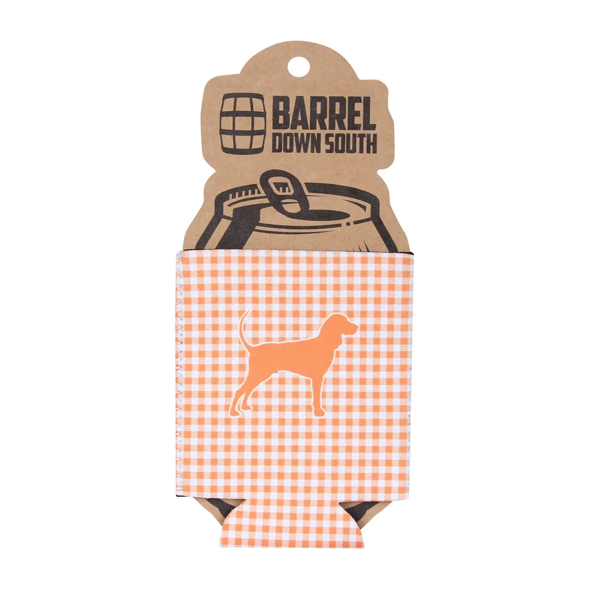 Gingham Bluetick Coonhound Can Cooler