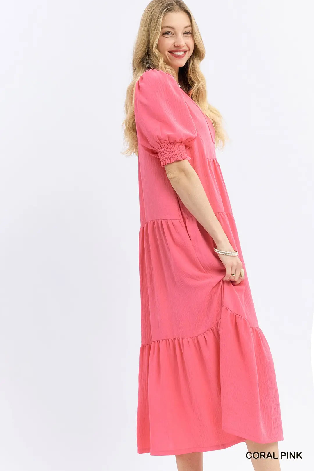 Solid V Neck Midi Dress- 2 Colors!