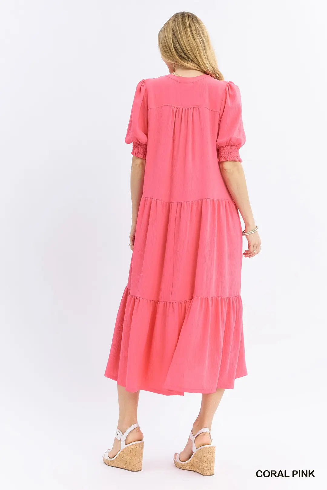 Solid V Neck Midi Dress- 2 Colors!
