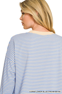 Striped Rib Banded Pullover- 4 Colors!