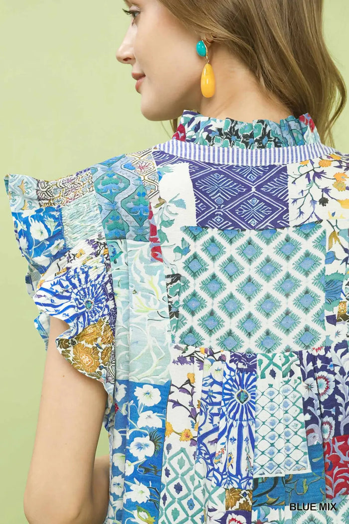 Patchwork Dress Blue Mix