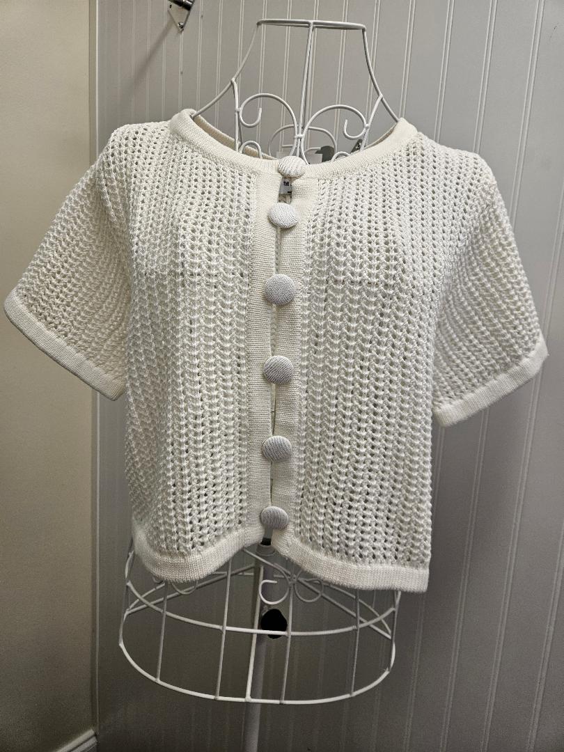 6 Button Sweater in Cream