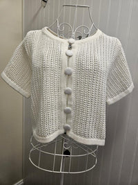 6 Button Sweater in Cream