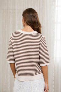 Textured Stripe Crew Neck Half Sleeve Sweater- 2 Colors!