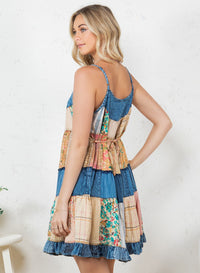 Babydoll Spaghetti Strap Dress in Denim