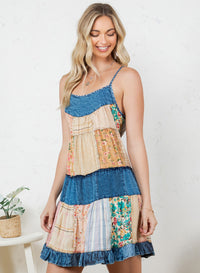 Babydoll Spaghetti Strap Dress in Denim