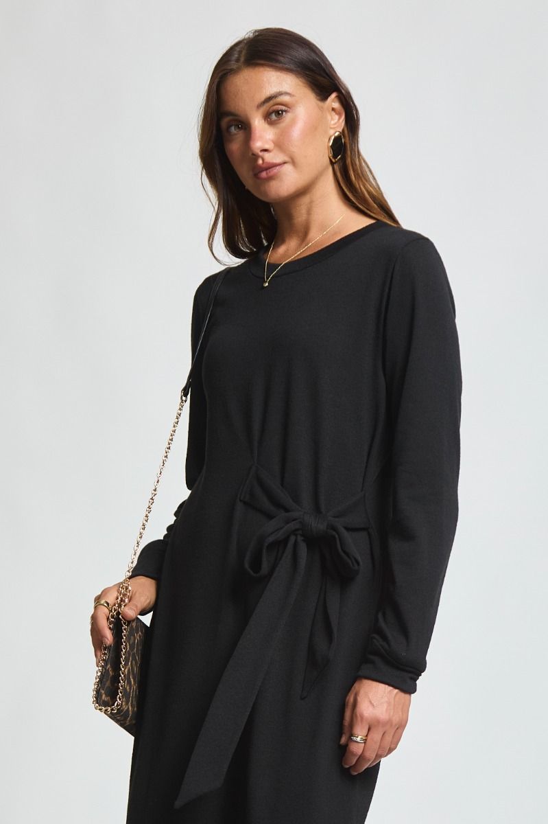 Black Sweater Dress with Tie