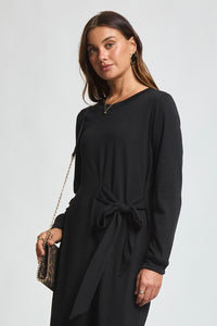 Black Sweater Dress with Tie