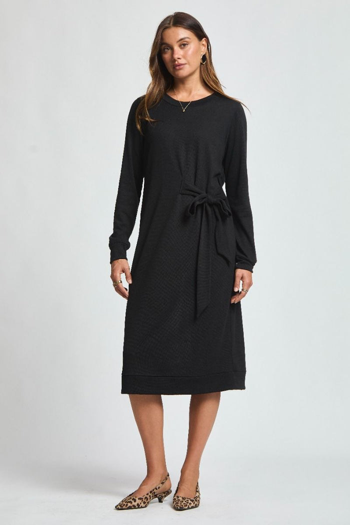 Black Sweater Dress with Tie