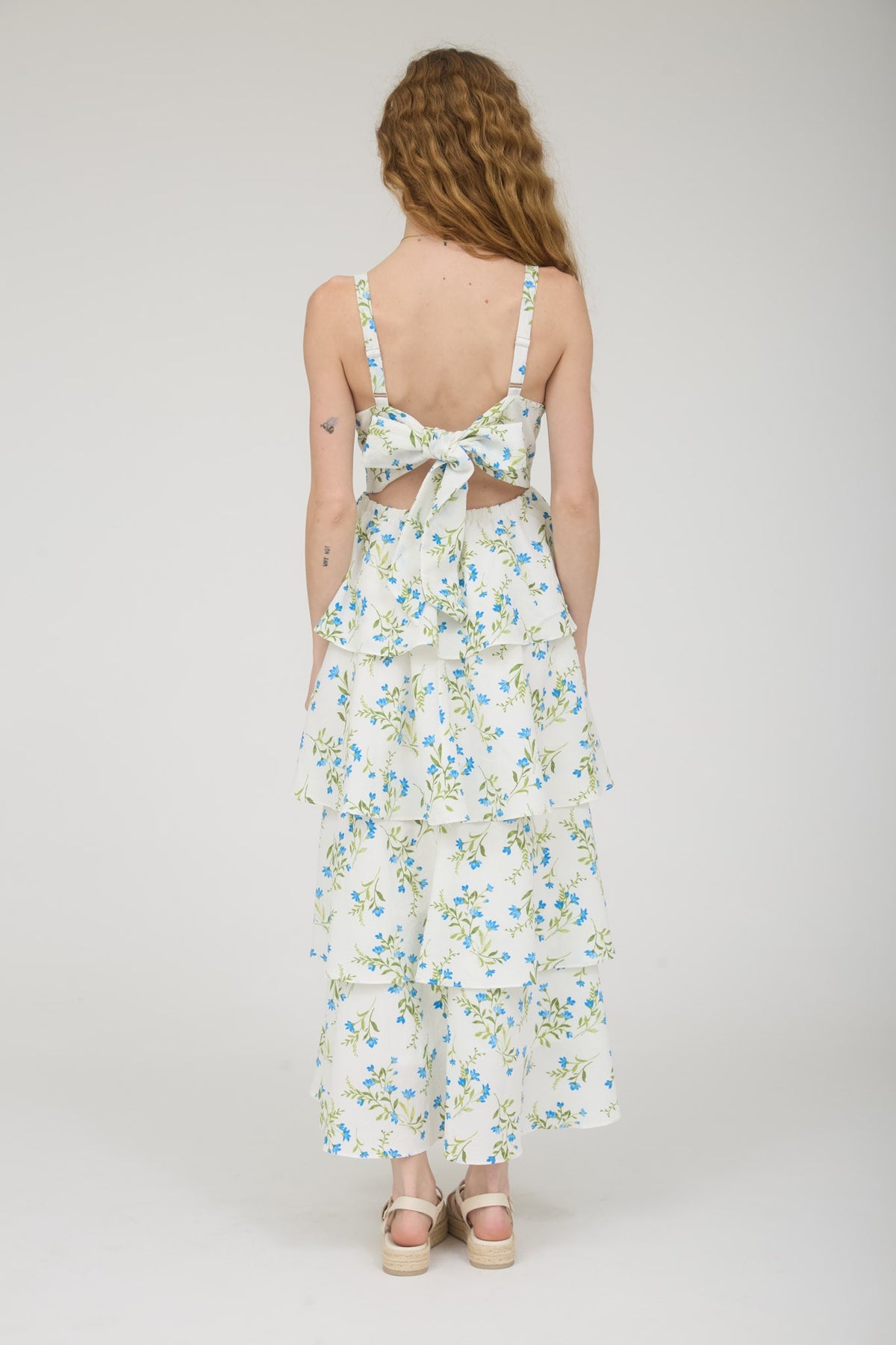 Floral Ruffle Back Tie Dress - 2 Colors