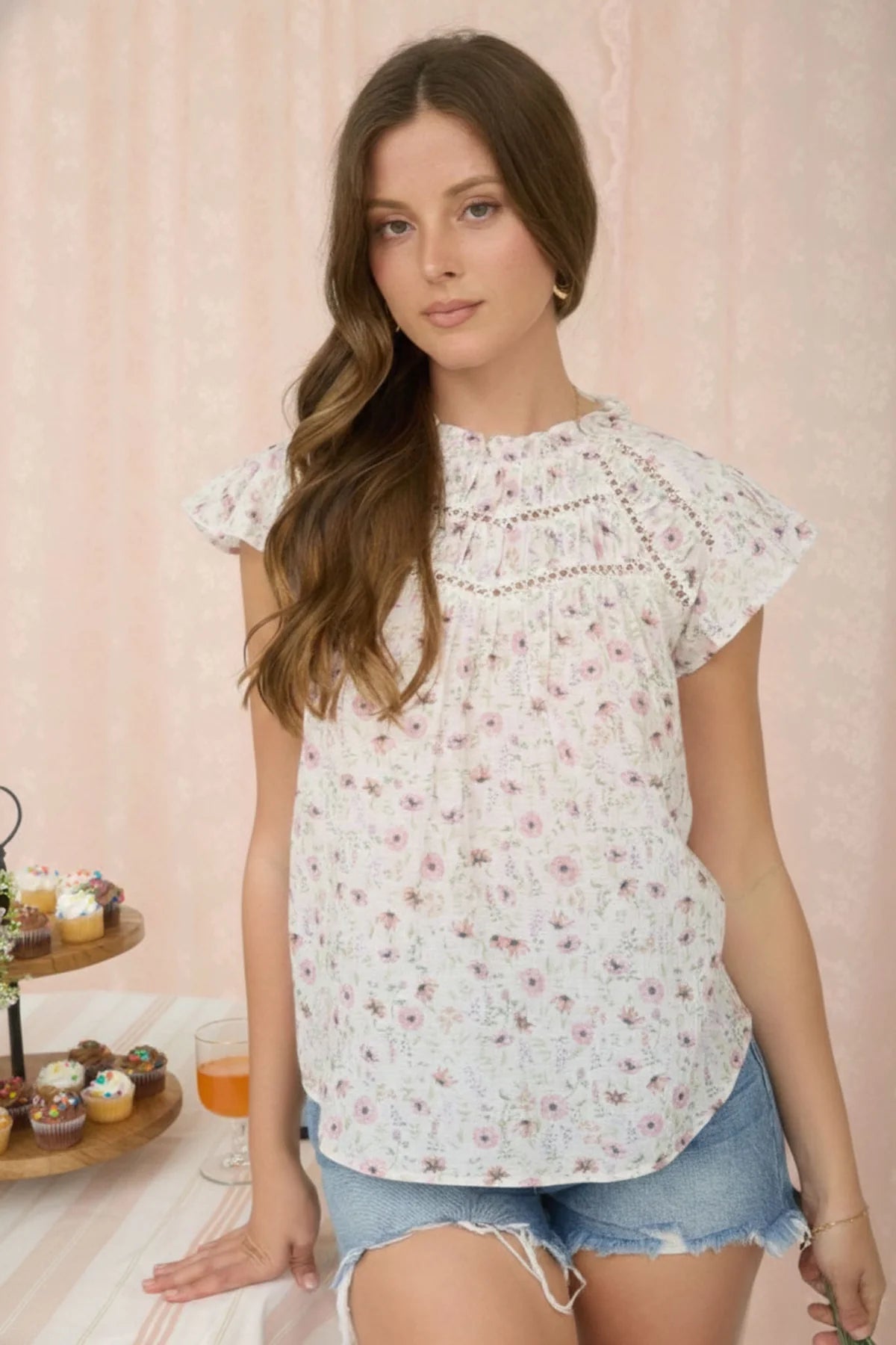 Floral Ruffle Top- 2 Colors!