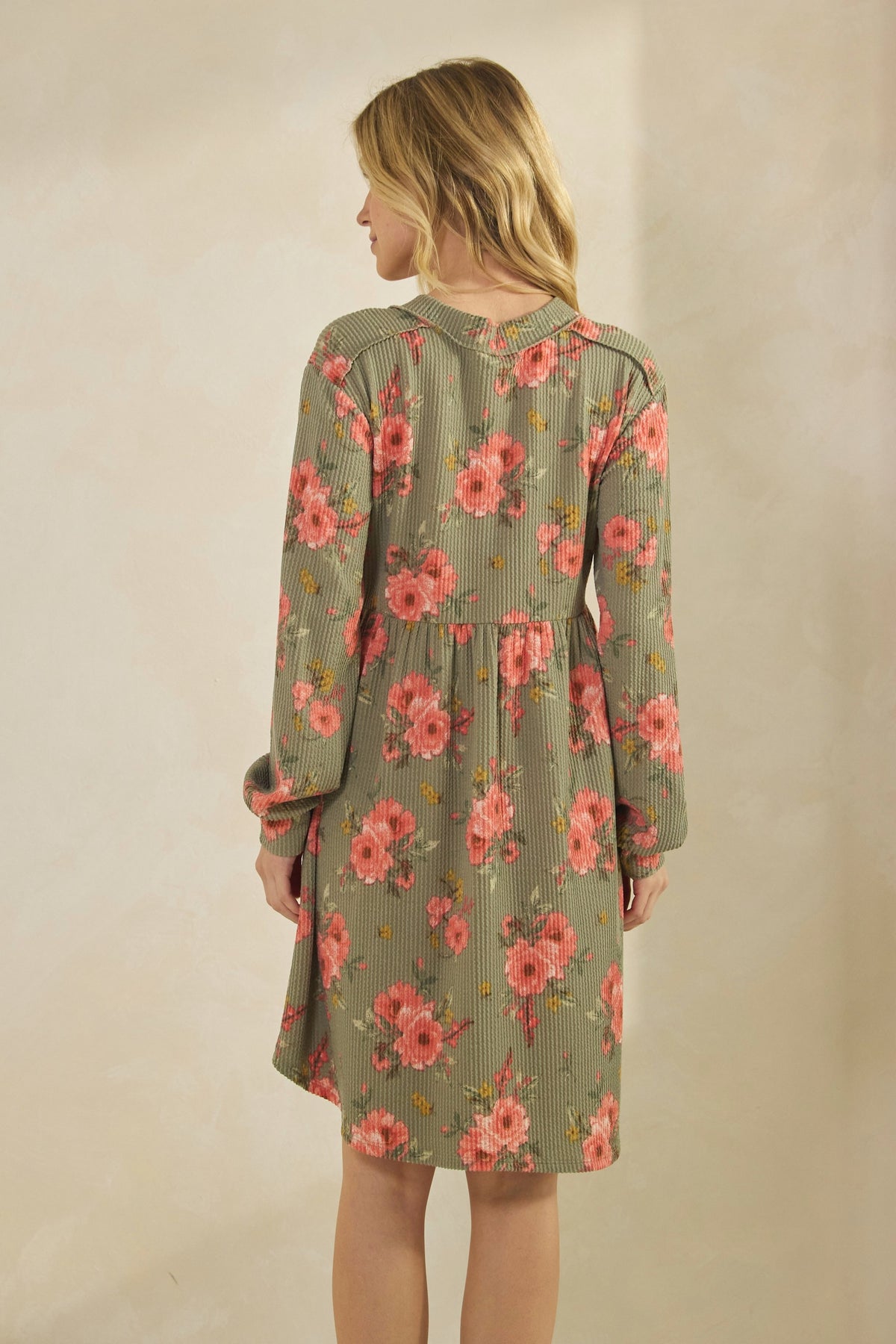 Floral Babydoll Dress in Olive