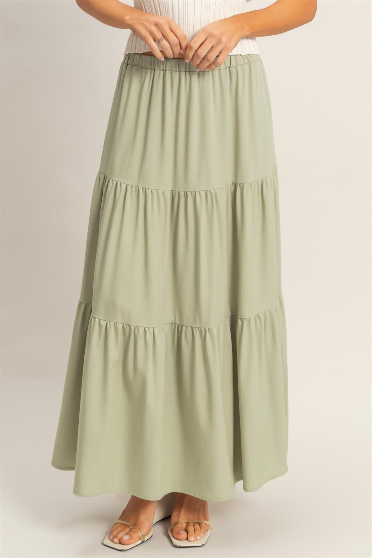 Elastic Waist 3 Tier Skirt- 3 Colors!