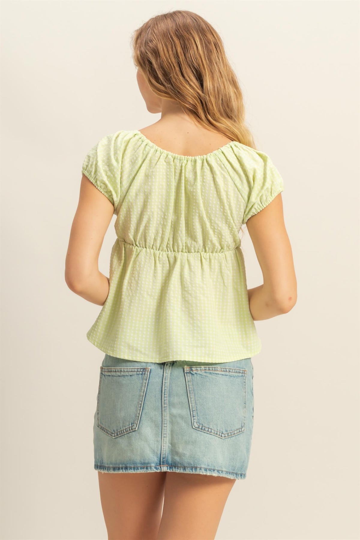 Gingham Scoop Neck Blouse- 2 Colors!