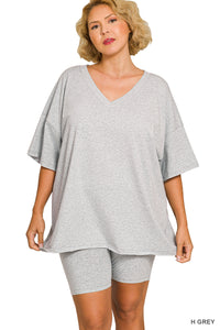 Curvy Cotton V-Neck Set- 5 Colors!