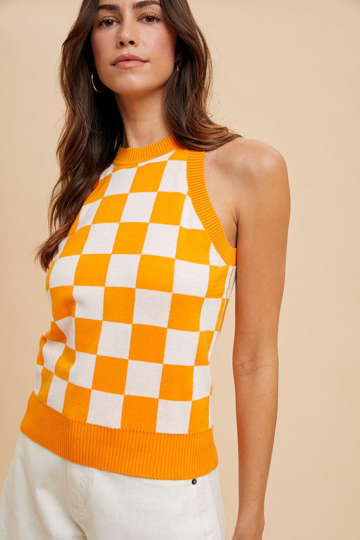Checkerboard Halter Top