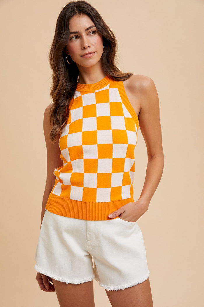 Checkerboard Halter Top