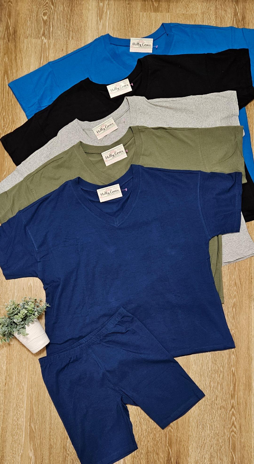 Curvy Cotton V-Neck Set- 5 Colors!