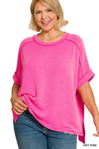 Curvy Raised Rib Cuff Top- 5 Colors!