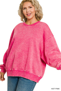 Acid Wash OS Fleece Pullover- 14 Colors!