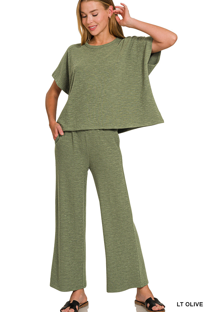 Cotton Slub Top & Pants Set- 2 Colors!
