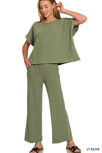Cotton Slub Top & Pants Set- 2 Colors!