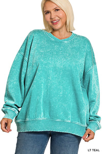 Acid Wash OS Fleece Pullover- 14 Colors!