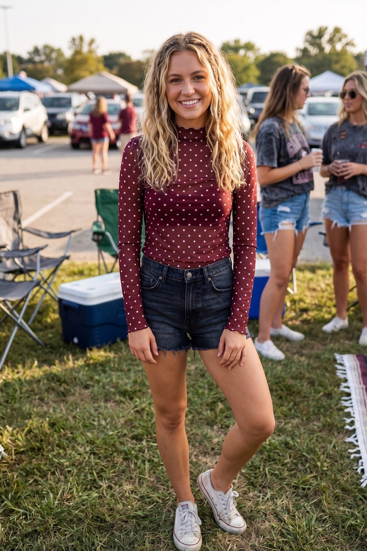 Polka Dot Mesh LS Top- 4 Colors!