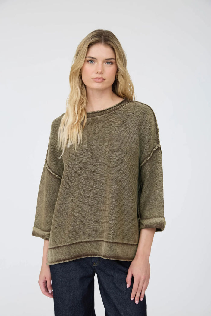 Washed Inverted Seam SS Sweatshirt- 2 Colors!