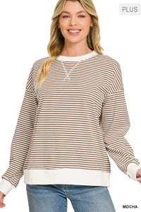 Striped Rib Banded Pullover- 4 Colors!