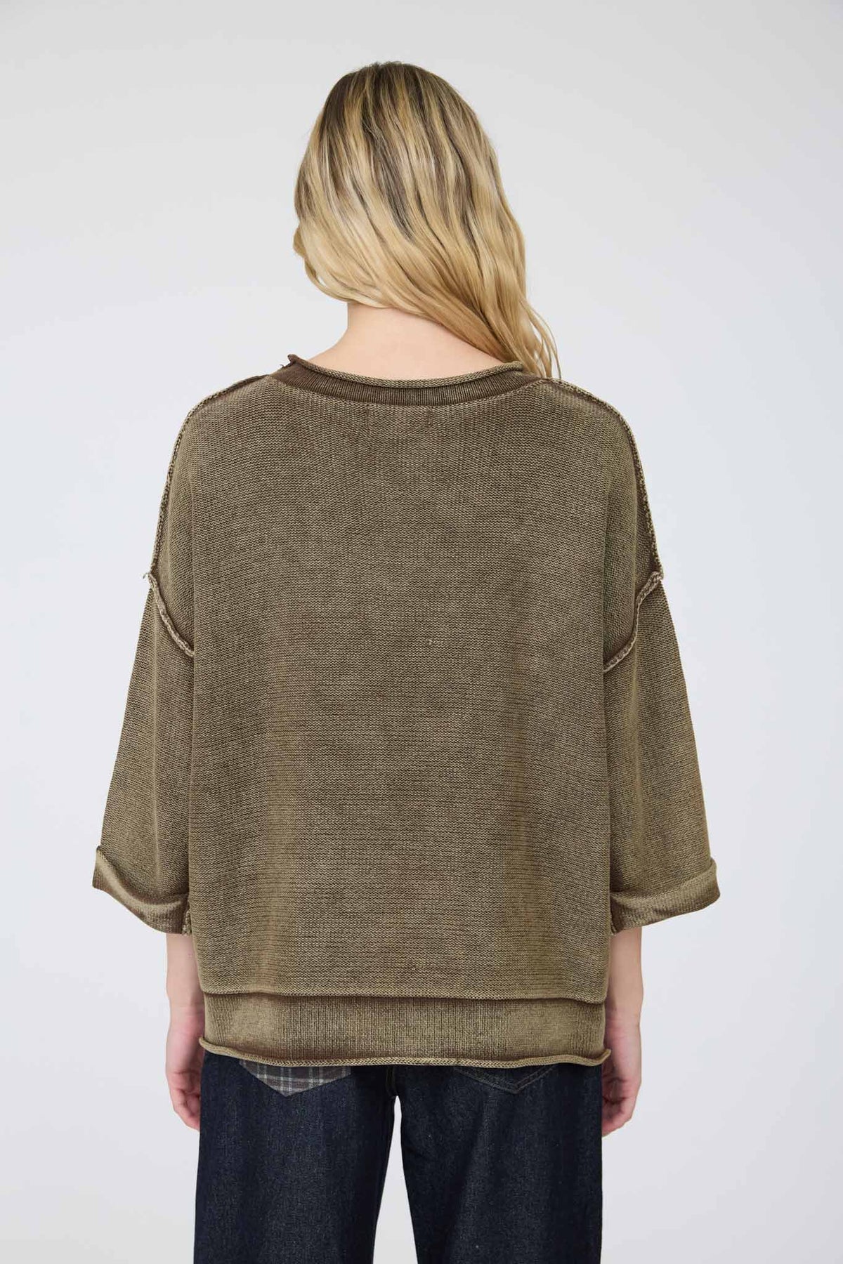 Washed Inverted Seam SS Sweatshirt- 2 Colors!