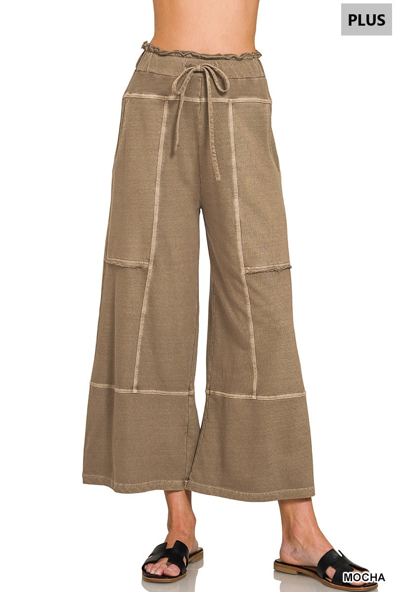 French Terry Washed Exposed Seam Pant- 2 Colors!