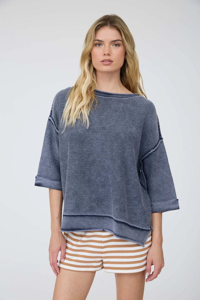 Washed Inverted Seam SS Sweatshirt- 2 Colors!