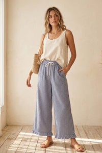 Checkered Gingham Fully Lined Pants in Blue