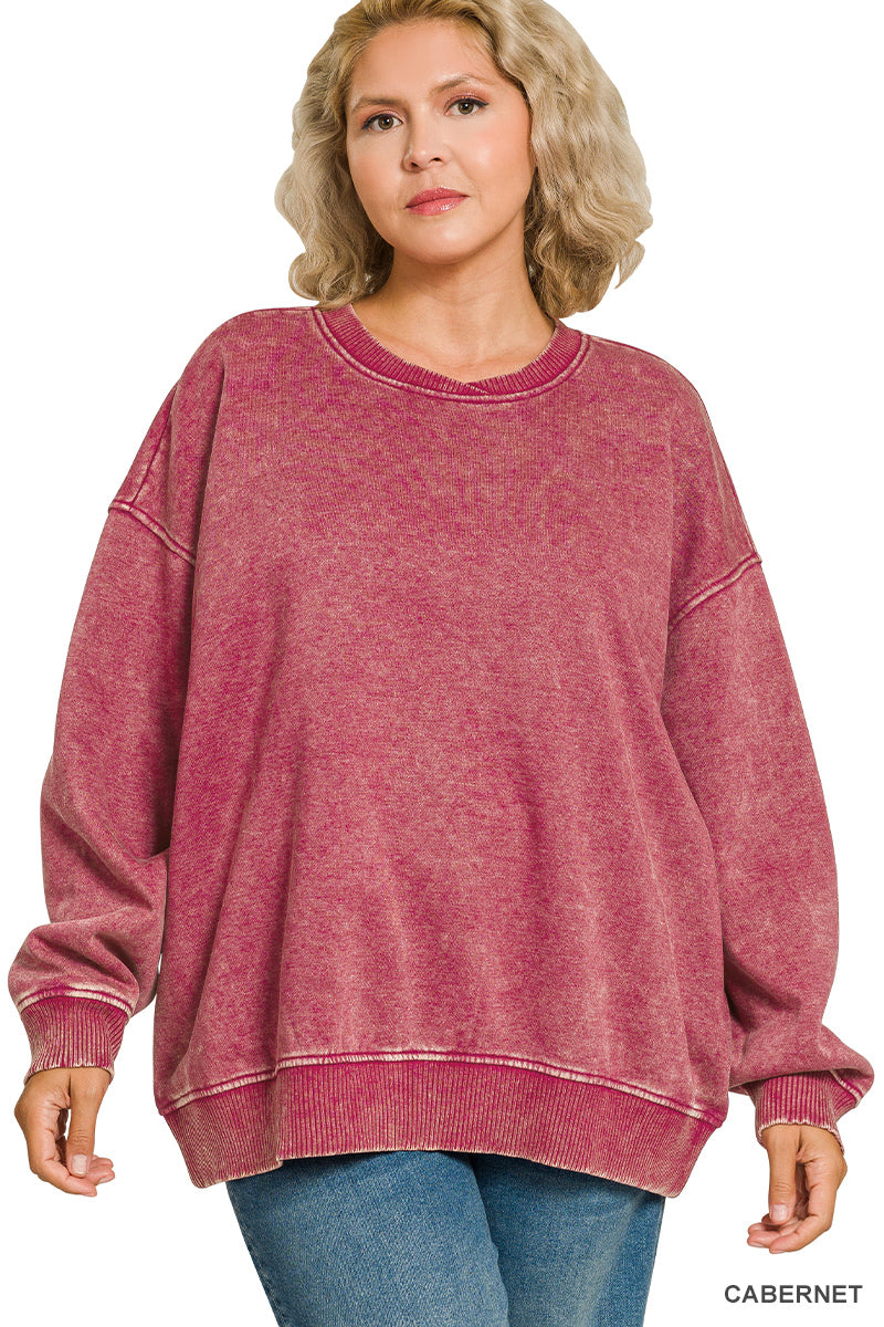 Acid Wash OS Fleece Pullover- 8 Colors!