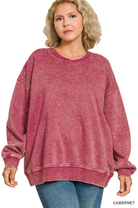 Acid Wash OS Fleece Pullover- 8 Colors!