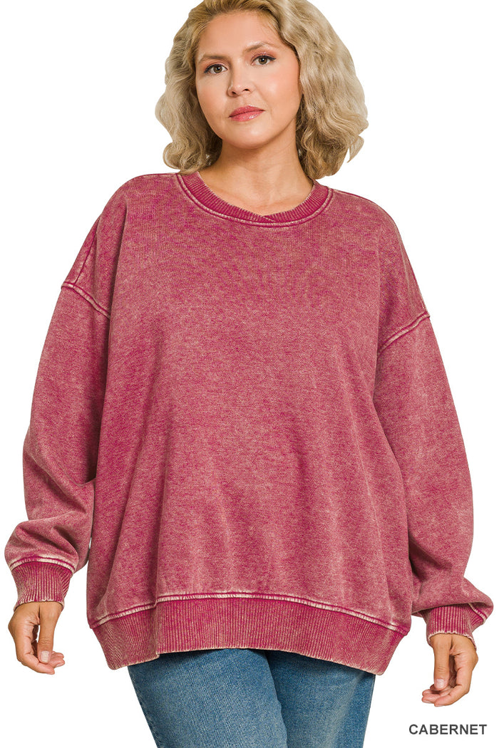 Acid Wash OS Fleece Pullover- 8 Colors!