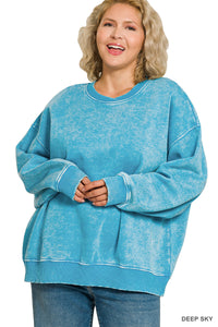Acid Wash OS Fleece Pullover- 8 Colors!