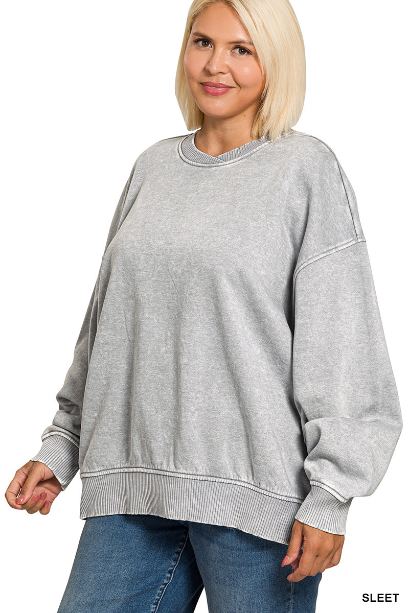 Acid Wash OS Fleece Pullover- 8 Colors!