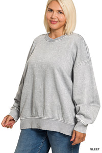 Acid Wash OS Fleece Pullover- 8 Colors!