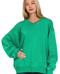 Acid Wash OS Fleece Pullover- 8 Colors!