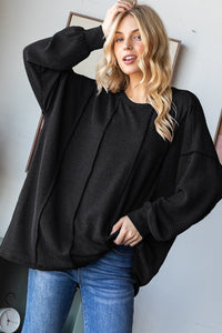 Curvy Ribbed Top in Black