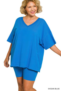 Curvy Cotton V-Neck Set- 5 Colors!