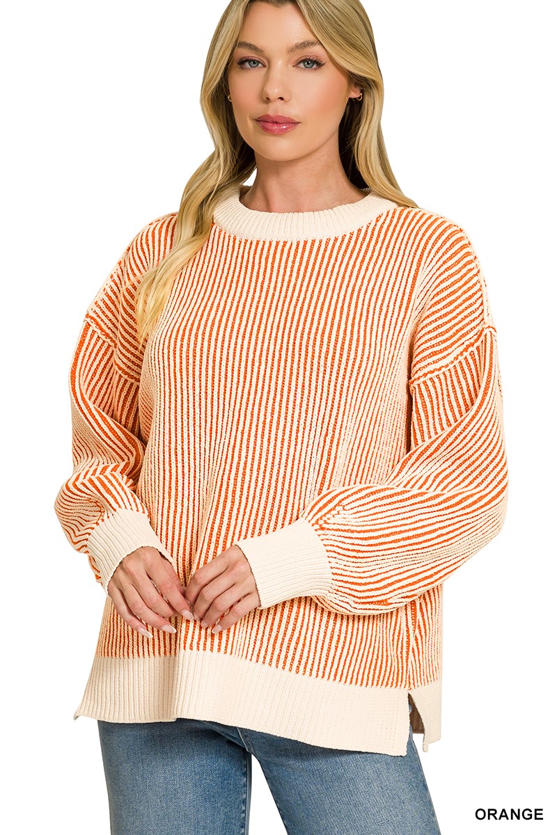 Two Tone Crewneck Sweater- 5 Colors!
