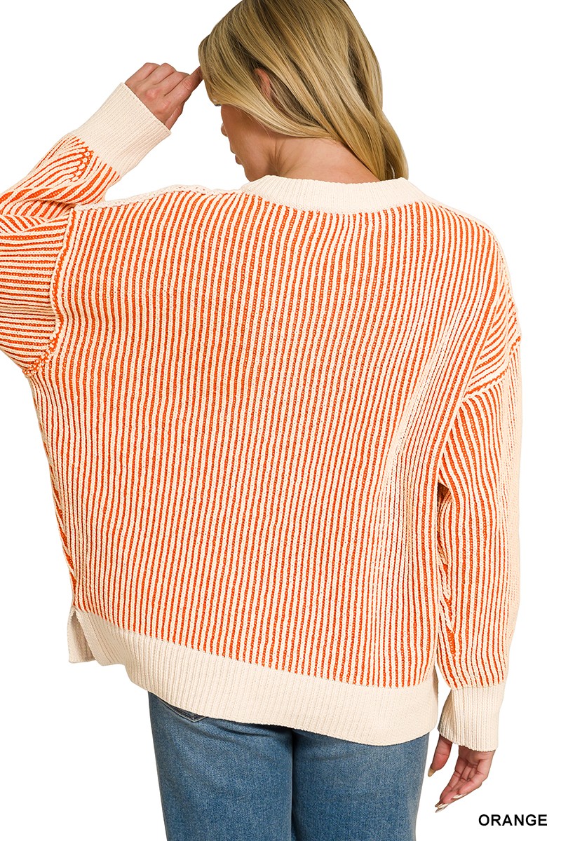 Two Tone Crewneck Sweater- 5 Colors!