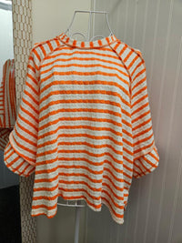 Round Neck Stripe Orange Top