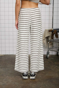 Striped SS & Pant Set in Light Grey