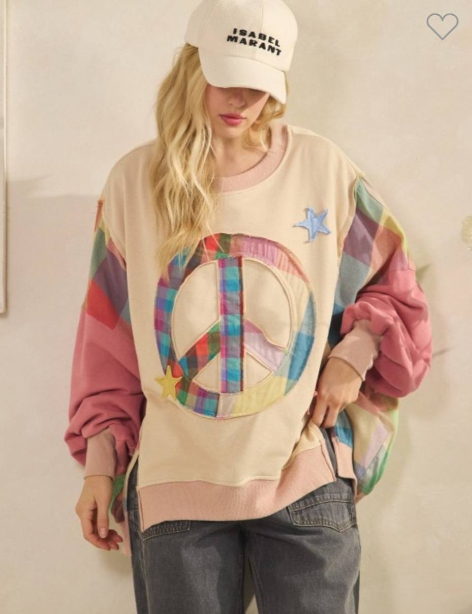 Patchwork Peace Sweatshirt - 2 Colors
